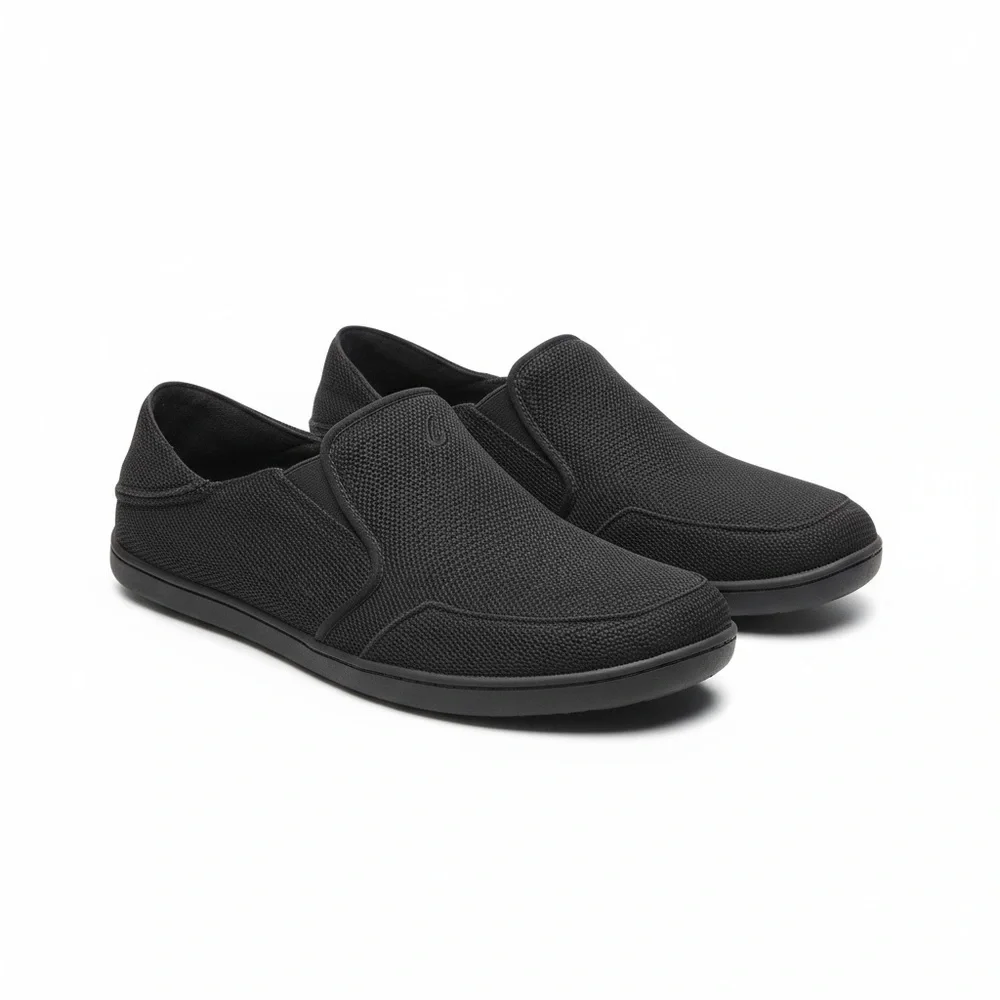 Rare: OluKai ʊ Nohea Mesh Drop In Heel Boat Shoes Sneakers ʊ  All Black ʊ 9